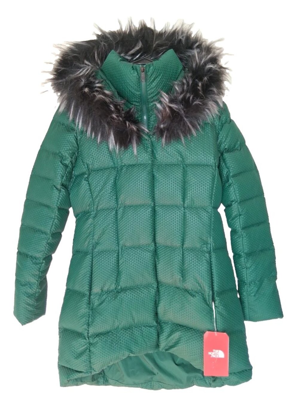 The North Face Hey Mama Parkina Down Parka Jacket Women L Green 550 Fur NWT Coat